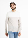 Celio Bílo-béžový pánský svetr s příměsí Merino vlny Celio Cemeribloc