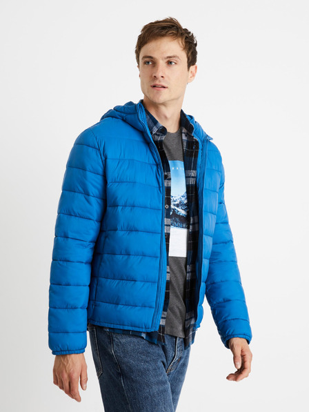 Celio Modrá pánská lehká prošívaná bunda Celio Vububble
