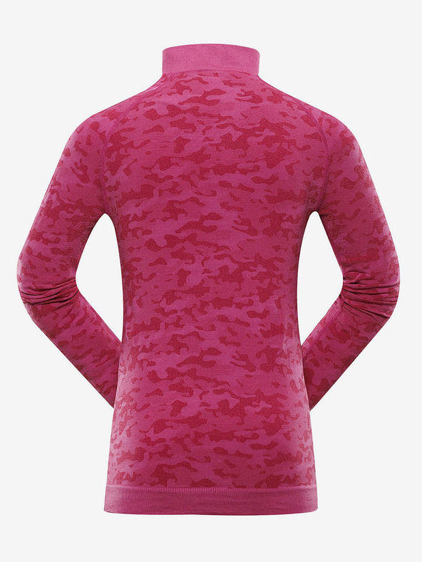 ALPINE PRO Tmavě růžové holčičí vzorované funkční tričko ALPINE PRO Lubino