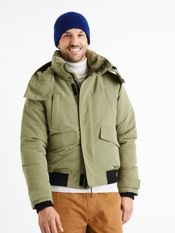 Celio Khaki pánská bunda s kapucí Celio Cuchunky