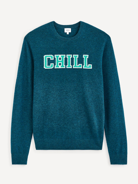 Celio Petrolejový pánský svetr z Merino vlny Celio Cenormal
