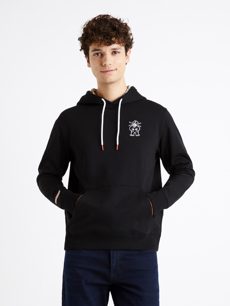 Celio Černá pánská mikina s potiskem Celio Monopoly