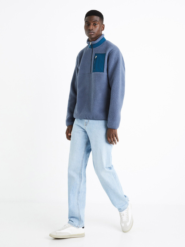 Celio Modrá pánská fleecová mikina Celio Cesheep