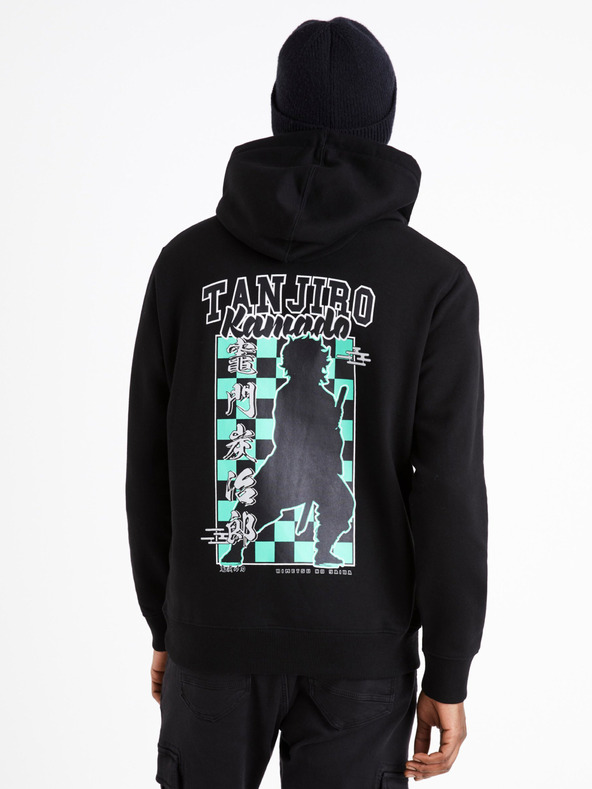 Celio Černá pánská mikina s potiskem Celio Demon Slayer