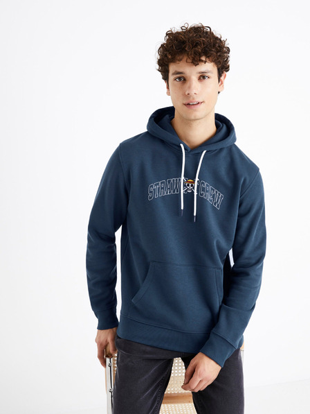 Celio Modrá pánská mikina s kapucí Celio One Piece