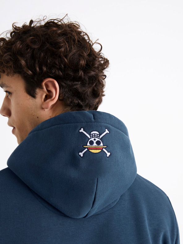 Celio Modrá pánská mikina s kapucí Celio One Piece