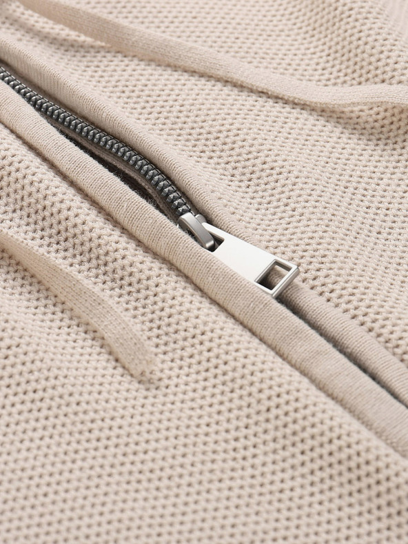 NAX Krémový pánský svetr s kapucí NAX Polin