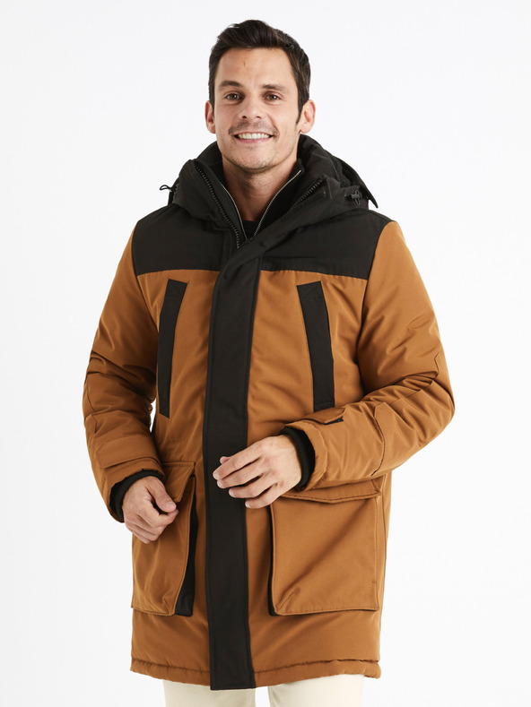 Celio Hnědá bunda parka Celio  Cubicol