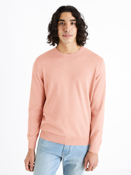 Celio Růžový pánský svetr Celio Decoton