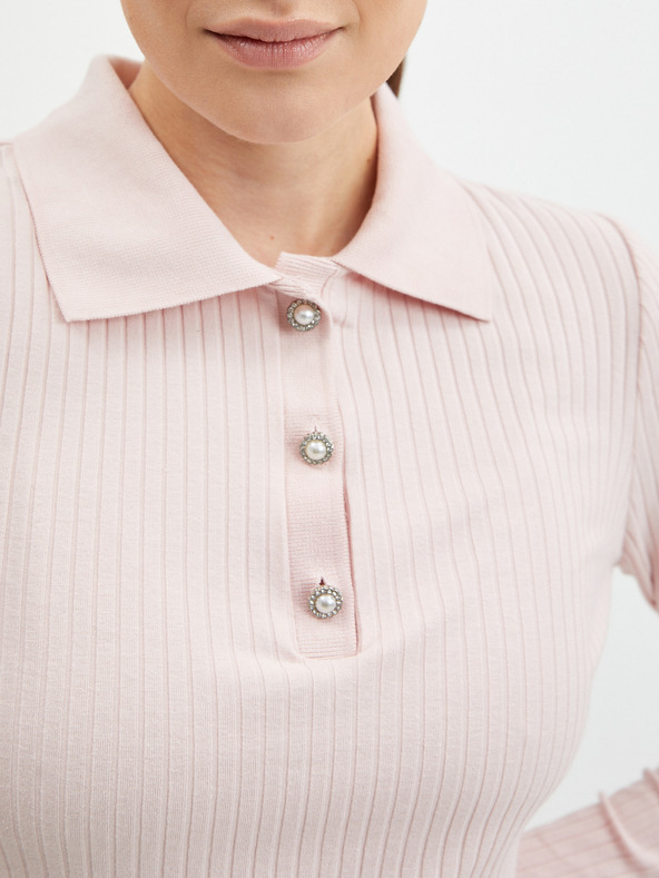 Orsay Meruňkové dámské žebrované  polo tričko ORSAY