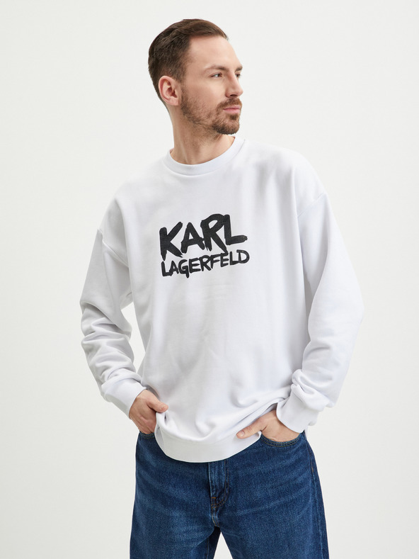 Karl Lagerfeld Bílá pánská mikina KARL LAGERFELD