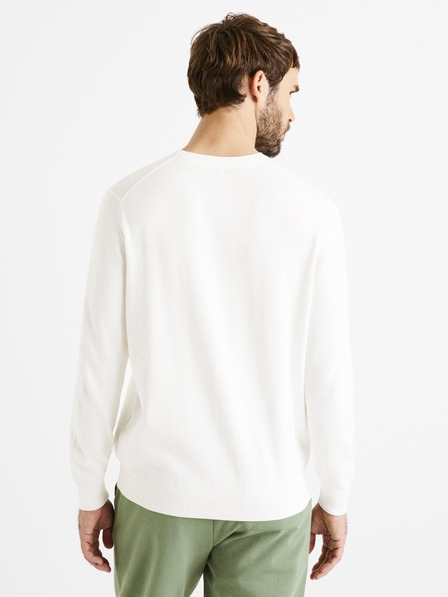 Celio Krémový pánský basic svetr Celio Decoton