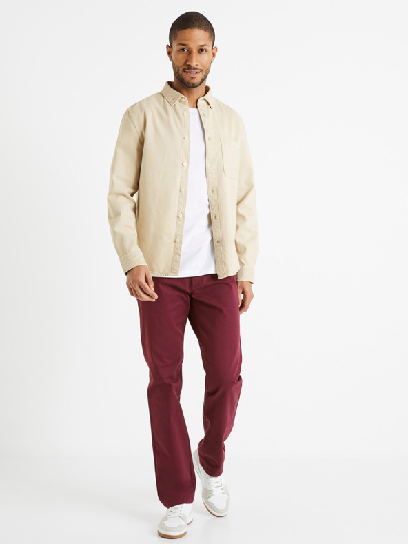 Celio Krémová pánská džínová košile Celio Daindie