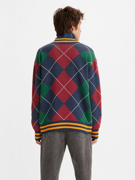 Levi's® Zeleno-modrý pánský svetr Levi's® Stay Loose Vneck Sweater Athle