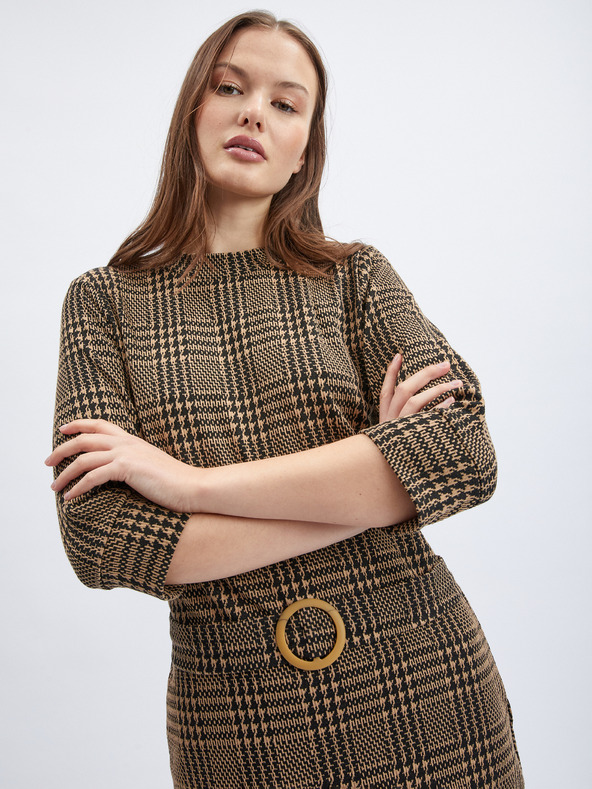 Orsay Hnědé dámské vzorované šaty ORSAY