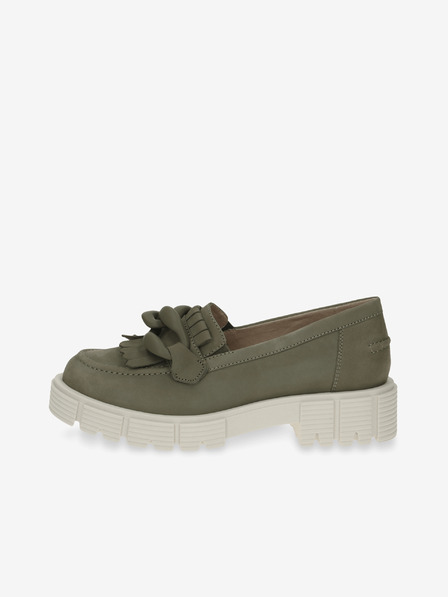 Caprice Khaki dámské semišové mokasíny na platformě Caprice