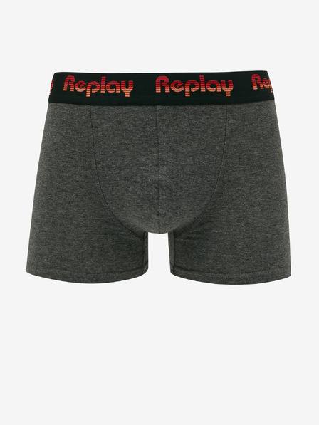 Replay Sada dvou pánských boxerek v černé a tmavě šedé barvě Replay