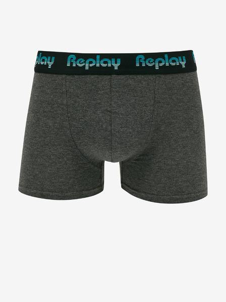 Replay Sada dvou pánských boxerek v černé a tmavě šedé barvě Replay