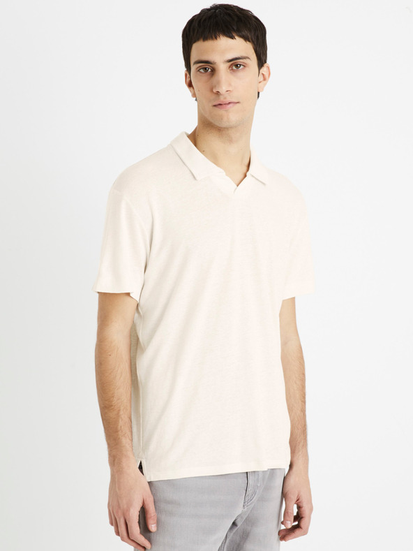 Celio Krémové pánské polo tričko Celio Deolive