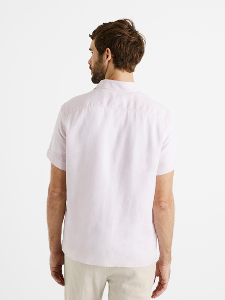 Celio Světle růžová pánská lněná košile Celio Damarlin