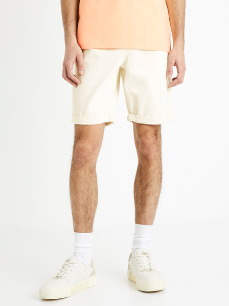 Celio Krémové pánské džínové kraťasy Celio Dojogdenbm