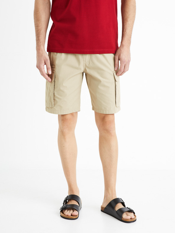 Celio Béžové pánské kraťasy Celio Fostopbm