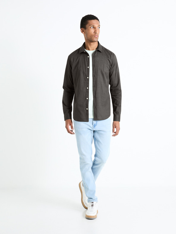 Celio Tmavě šedá pánská  košile Celio Fames