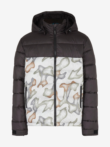 O'Neill Bílo-černá pánská vzorovaná zimní bunda O'Neill O'RIGINALS PUFFER JACKET