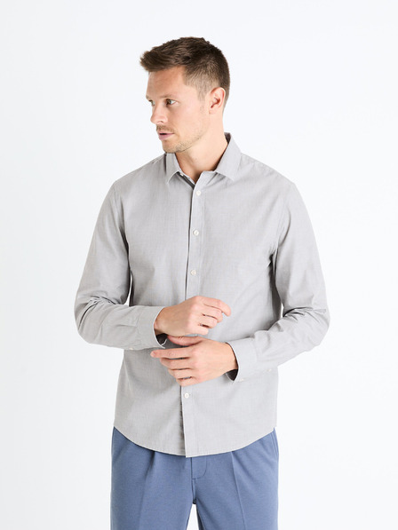 Celio Světle šedá pánská košile Celio Fafile