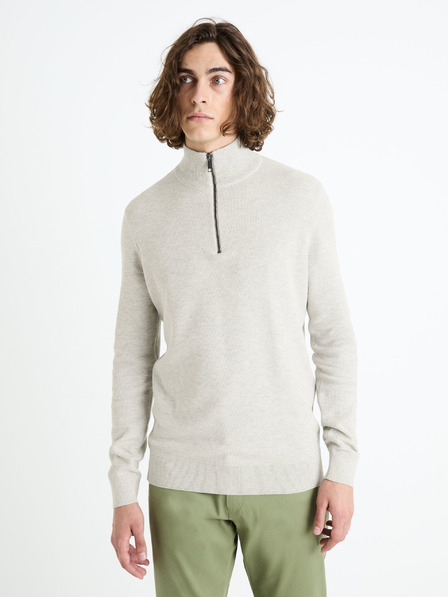 Celio Světle šedý pánský basic svetr Celio Celim