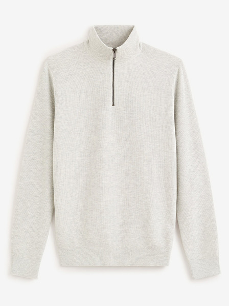 Celio Světle šedý pánský basic svetr Celio Celim