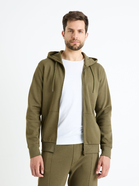 Celio Khaki pánská mikina s kapucí Celio Fepiquet