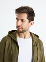 Celio Khaki pánská mikina s kapucí Celio Fepiquet