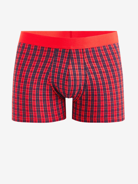 Celio Červené pánské kostkované boxerky Celio Fibocar