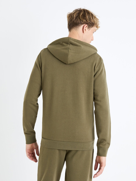 Celio Khaki pánská mikina s kapucí Celio Fethree