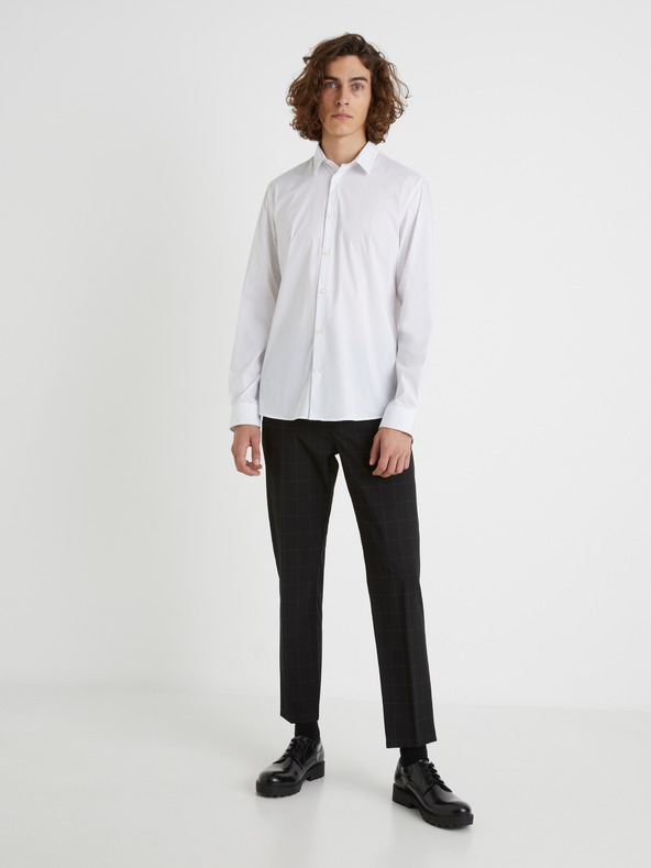 Celio Černé pánské kostkované zkrácené kalhoty Celio Fonoel