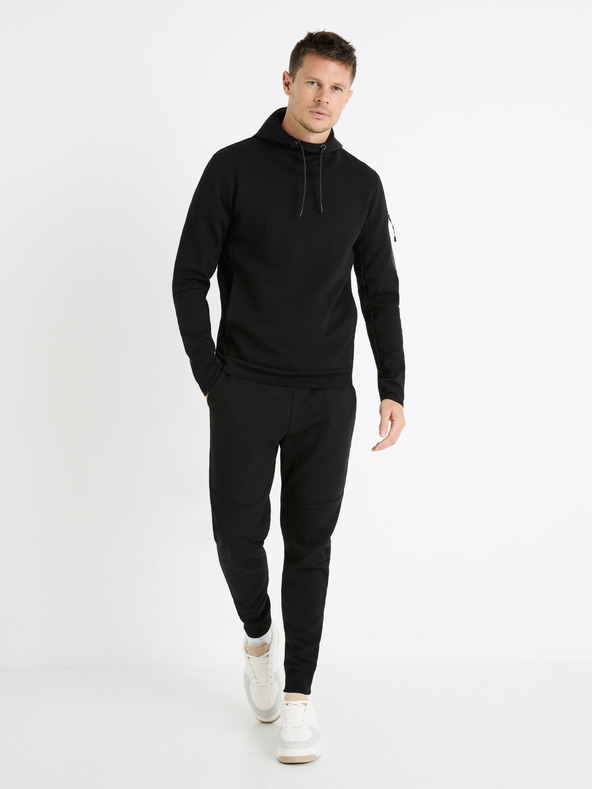 Celio Černá pánská mikina s kapucí Celio Feyokehood