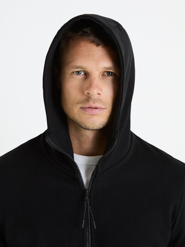 Celio Černá pánská mikina s kapucí Celio Fenewyoke