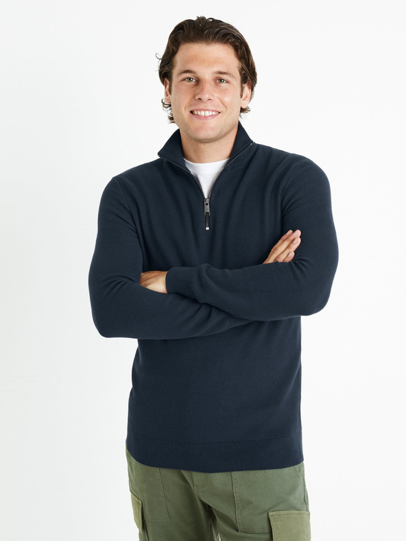 Celio Tmavě modrý pánský svetr Celio Celim