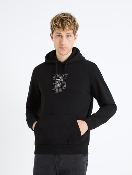 Celio Černá pánská mikina s kapucí Celio Fejabowl