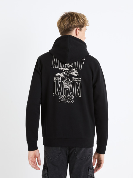 Celio Černá pánská mikina s kapucí Celio Fejabowl