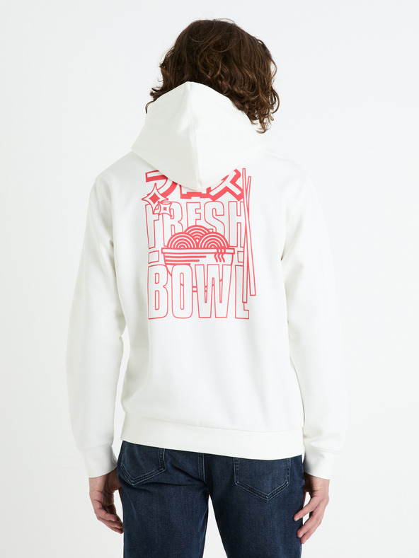 Celio Krémová pánská mikina s kapucí Celio Fejabowl