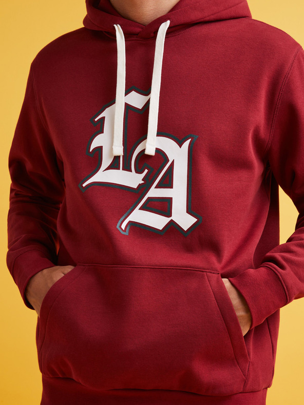 Celio Červená pánská mikina s kapucí Celio Fecago