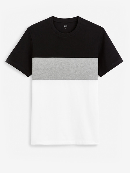 Celio Bílo-černé pánské tričko Celio Febloc