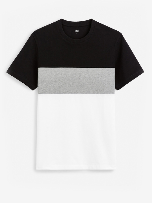 Celio Bílo-černé pánské tričko Celio Febloc