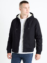 Celio Tmavě modrá pánská bunda s umělým kožíškem Celio Fuhoodie