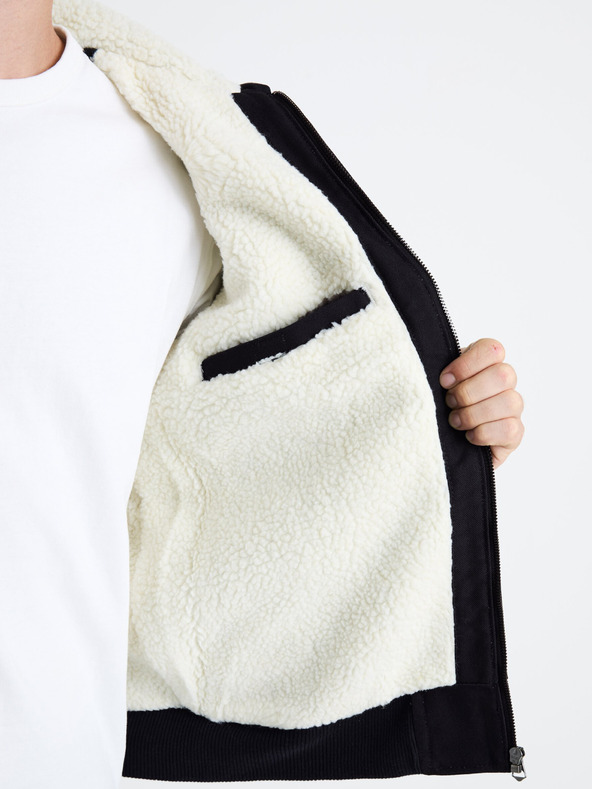Celio Tmavě modrá pánská bunda s umělým kožíškem Celio Fuhoodie