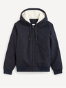 Celio Tmavě modrá pánská bunda s umělým kožíškem Celio Fuhoodie