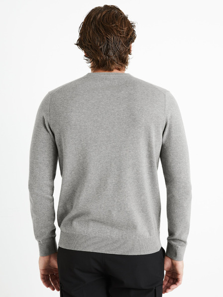 Celio Světle šedý pánský basic svetr Celio Decotonv
