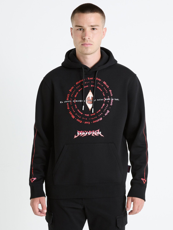 Celio Černá pánská mikina s kapucí Celio Fullmetal Alchemist